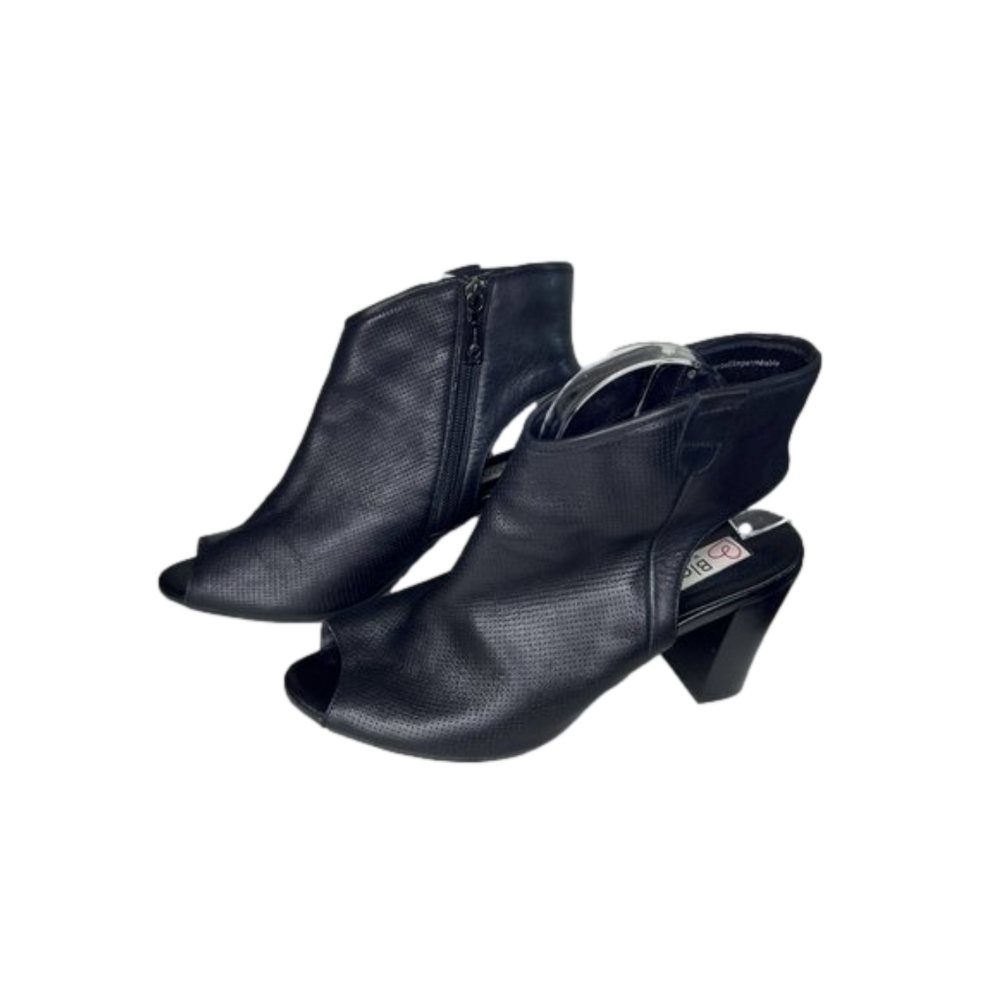 Blondo Women's Genuine Leather Open Toe Ankle High Heel Booties Black Size 11